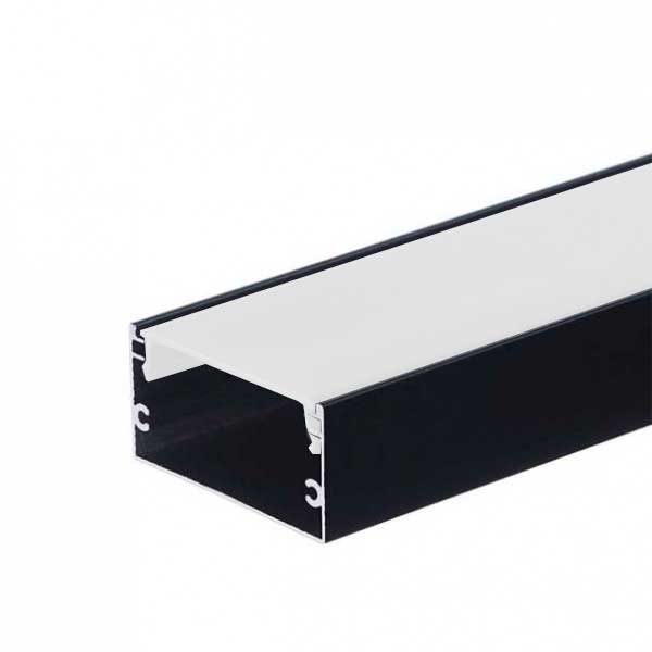 Crni aluminijski profil nadgradni opalno bijeli difuzor 2 metra 40x20x38.5 mm