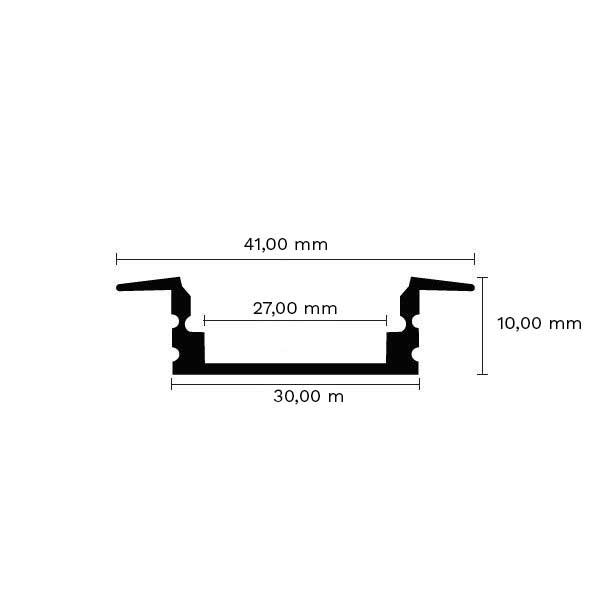 Aluminijski profil UGRADBENI 41,00 mm x 30,00mm x 10.00 mm– 2m Mliječni pokrov