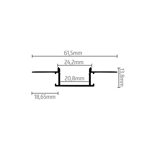 Aluminijski profil ugradbeni/Knauf opalno bijeli difuzor 2 metra 13,8 mm x 24,2 mm