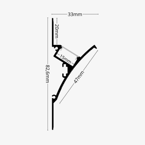Aluminijski profil ugradbeni/Knauf zidni opalno bijeli difuzor 2 metra 82.60 mm x 47.00 x 15.00 x 33 mm Aluminijski profil ugradbeni/Knauf zidni opalno bijeli difuzor 2 metra 82.60 mm x 47.00 x 15.00 x 33 mm