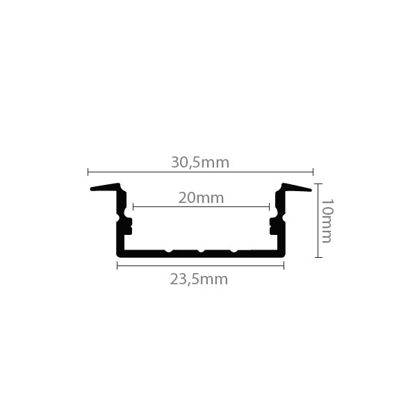 Aluminijski profil ugradbeni opalno bijeli difuzor 2 metra 10mm x 23,5mm