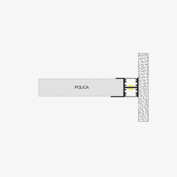 Aluminijski profil za LED trake ugradnja na police obostrano osvjetljenje 20.0 x 29.0x 2000 mm