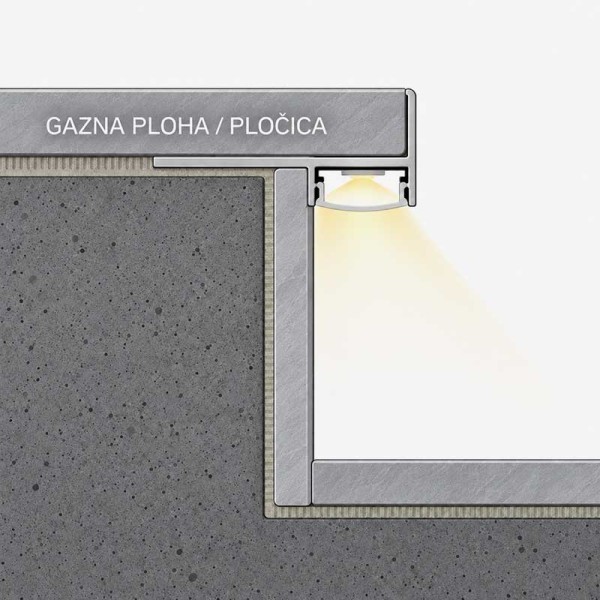 Aluminijski profil za LED trake ugradnja na stepenice opalno bijeli difuzor 2 metra 39.0 x 9.5 x 20.0 mm