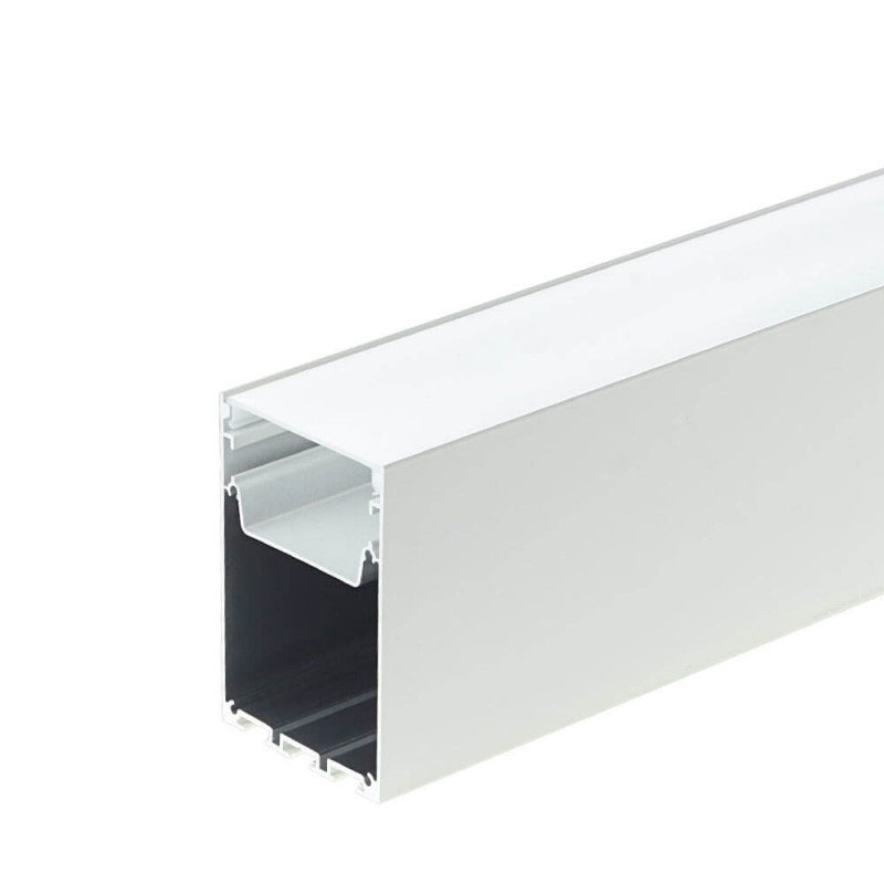Aluminijski profil za LED traku bijeli nadgradni/ovjesni opalno bijeli difuzor 2x2 metra 50x75x2000 mm + ovjesni pribor