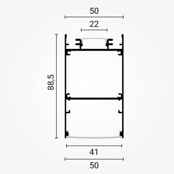 Aluminijski profil za LED traku bijeli nadgradni/ovjesni opalno bijeli difuzor 2x2 metra 50x88.5x2000 mm + ovjesni pribor
