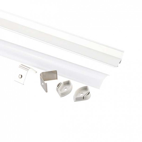 Aluminijski profil za LED traku mliječni KUTNI 41x20x23.5 mm 2 metra