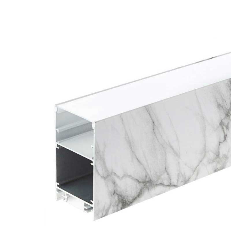 Aluminijski profil za LED traku mramor nadgradni/ovjesni opalno bijeli difuzor 2 metra 50x88.5 mm + ovjesni pribor