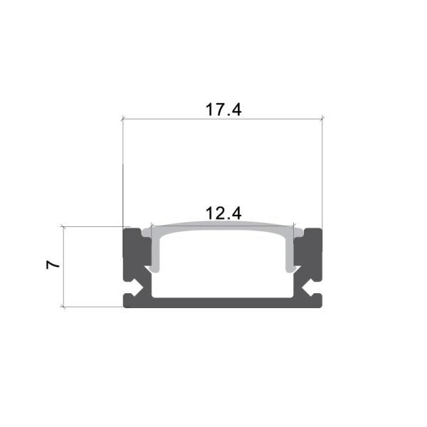 Aluminijski profil za LED traku nadgradni opalno bijeli difuzor 2 metra 17.4 x 12.4 x 6 mm