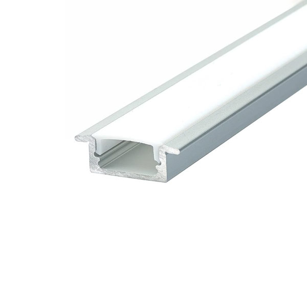 Aluminijski profil ugradbeni za LED traku opalno bijeli difuzor 1 metar 17.30 x 7.40 mm