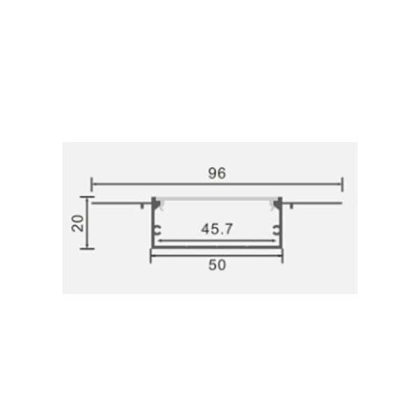 Ugradbeni aluminijski profil za LED traku ugradbeni opalno bijeli difuzor 2 metra 96.00 x 50.00 x 45.70 x 20.00 mm