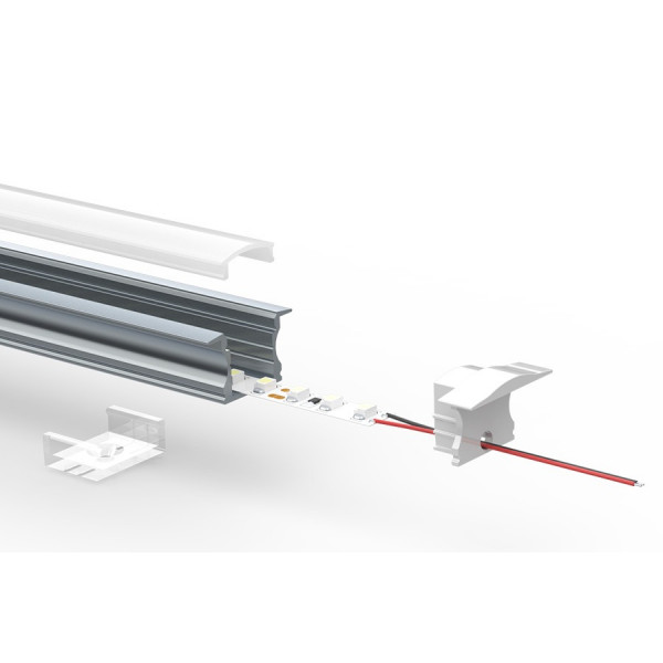 Ugradbeni aluminijski profil za LED traku opalno bijeli difuzor  2 metra  24x14.2x12 mm