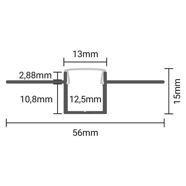 Aluminijski profil za LED traku ugradbeni 2m 56x15x13