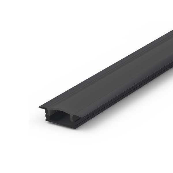 Crni ugradbeni aluminijski profil za LED traku crni difuzor 2 metra 41 x 10 mm