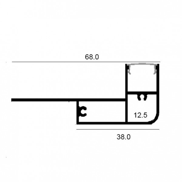 Ugradbeni aluminijski profil za stepenice za LED traku 2 metra 68 x 12.5 x 38 mm