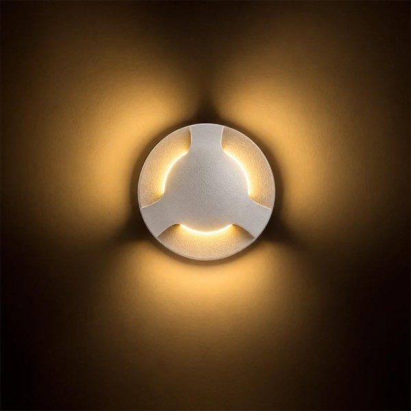 Bijela gradbena zidna LED svjetiljka KICK III 3W 150 lm IP54 - trostrano osvjetljenje Bijela gradbena zidna LED svjetiljka KICK III 3W 150 lm IP54 - trostrano osvjetljenje