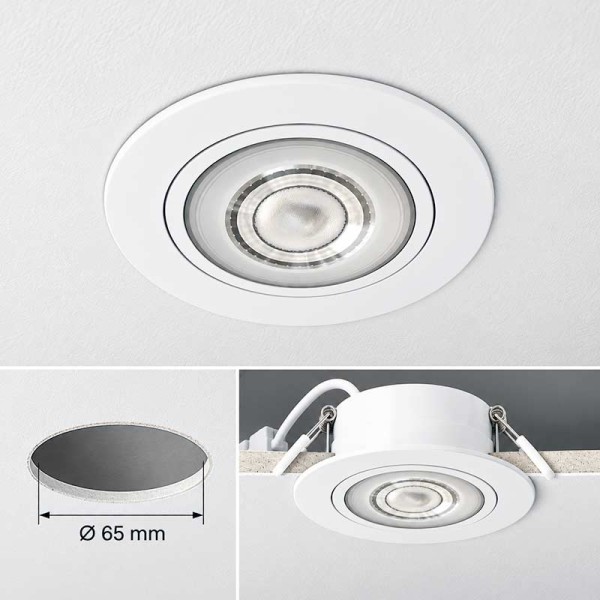 Bijela ugradbena LED svjetiljka 4W 480lm 3CCT dimabilna zakretna IP44