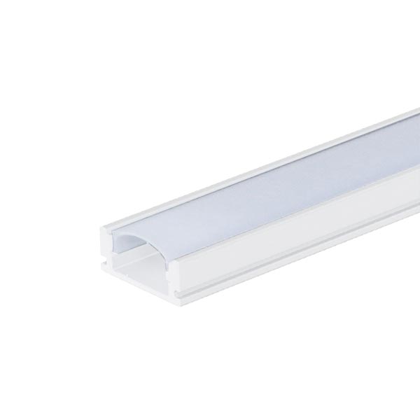 Bijeli Aluminijski profil za LED traku nadgradni 2 metra opalno bijeli difuzor  17.4 x 12.4 x 7 mm