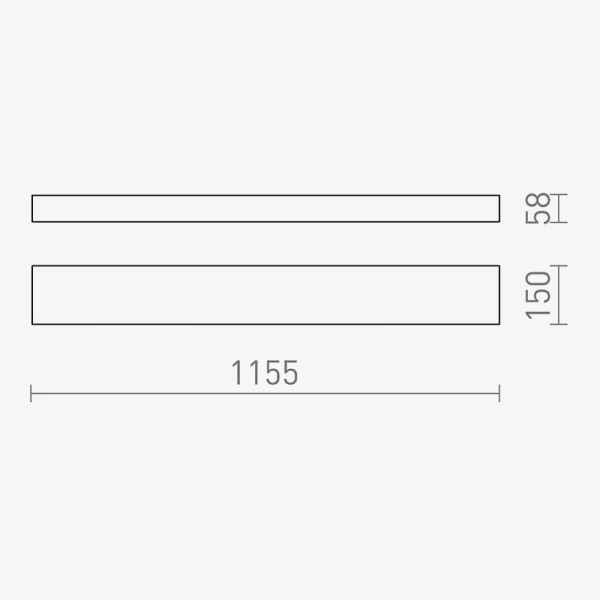Bijeli dimabilni nadgradni LED panel Larisa RC 60W 3000K 1150 x 150 mm