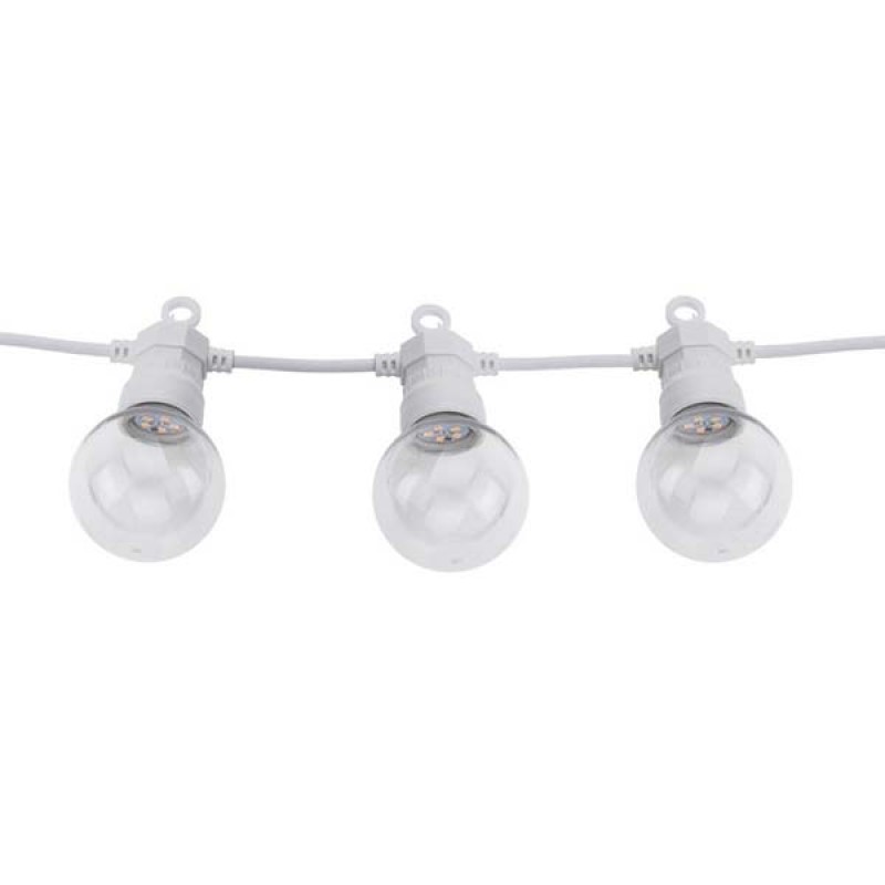 Bijeli lanac s integriranim LED žaruljama 20 žarulja 13 metara IP65 6W 2700K