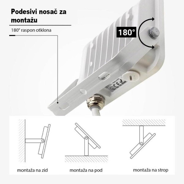 Bijeli LED reflektor 100W 9000 lm AC 180-265V 120° IP65 Bijeli LED reflektor 100W 9000 lm AC 180-265V 120° IP65