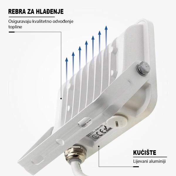 Bijeli LED reflektor 20W 1800 lm AC 220-240V 120° IP65 Bijeli LED reflektor 20W 1800 lm AC 220-240V 120° IP65