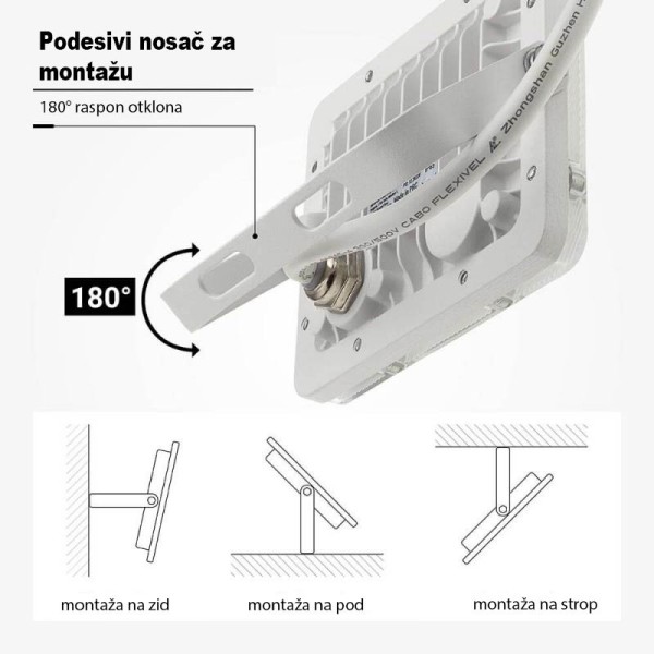Bijeli LED reflektor 20W 1800 lm s PIR senzorom pokreta