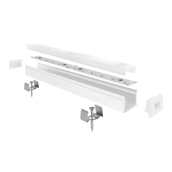 Bijeli nadgradni aluminijski profil opalno bijeli difuzor 17.4 x 7.0 mm