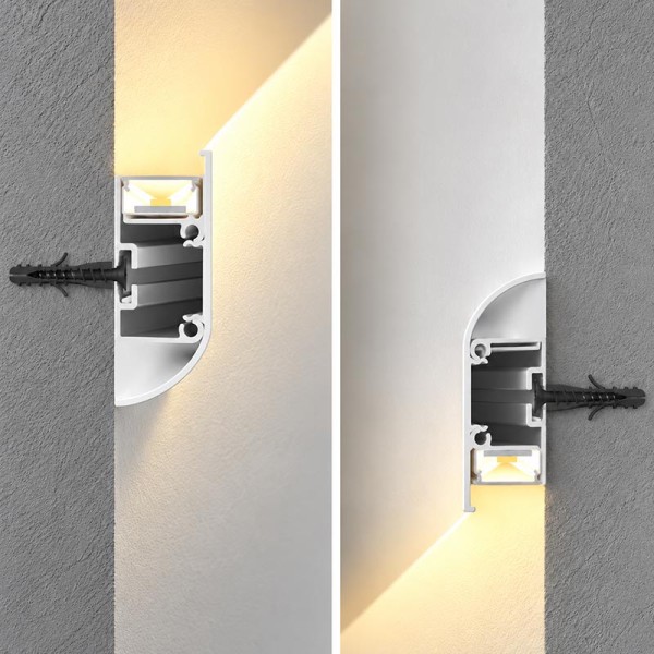 Bijeli nadgradni zidni aluminijski profil za LED trake opalno bijeli difuzor 2 metra 50 x 18 mm Bijeli nadgradni zidni aluminijski profil za LED trake opalno bijeli difuzor 2 metra 50 x 18 mm