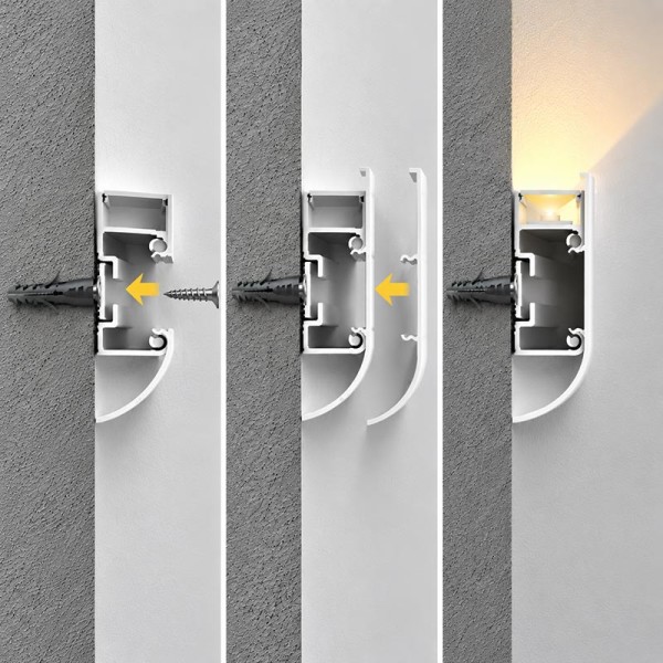 Bijeli nadgradni zidni aluminijski profil za LED trake opalno bijeli difuzor 2 metra 50 x 18 mm Bijeli nadgradni zidni aluminijski profil za LED trake opalno bijeli difuzor 2 metra 50 x 18 mm