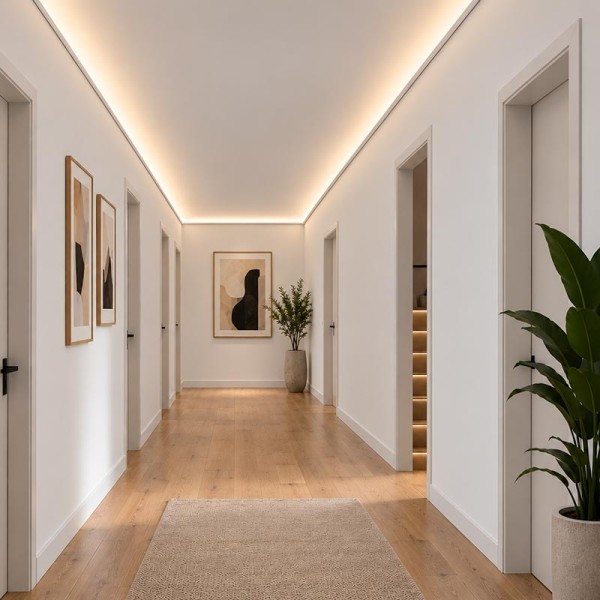 Bijeli nadgradni zidni aluminijski profil za LED trake opalno bijeli difuzor 2 metra 50 x 18 mm Bijeli nadgradni zidni aluminijski profil za LED trake opalno bijeli difuzor 2 metra 50 x 18 mm