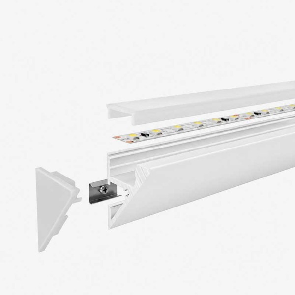 Nadgradni zidni aluminijski profil za LED traku opalno bijeli difuzor 24x24 mm Nadgradni zidni aluminijski profil za LED traku opalno bijeli difuzor 24x24 mm