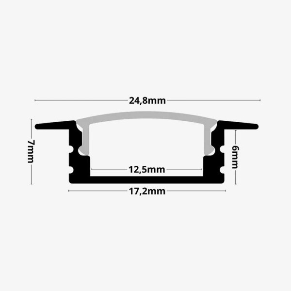 Bijeli ugradbeni aluminijski profil  2 metra 24.80 mm x 17,1mm x 7.00 mm