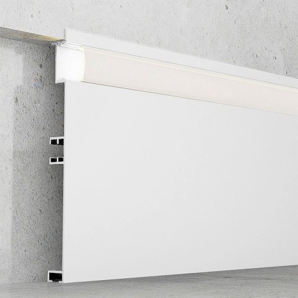 Bijeli zidni ugradbeni rubni aluminijski profil za LED traku opalno bijeli difuzor 2 metra 77.4 x 12 mm
