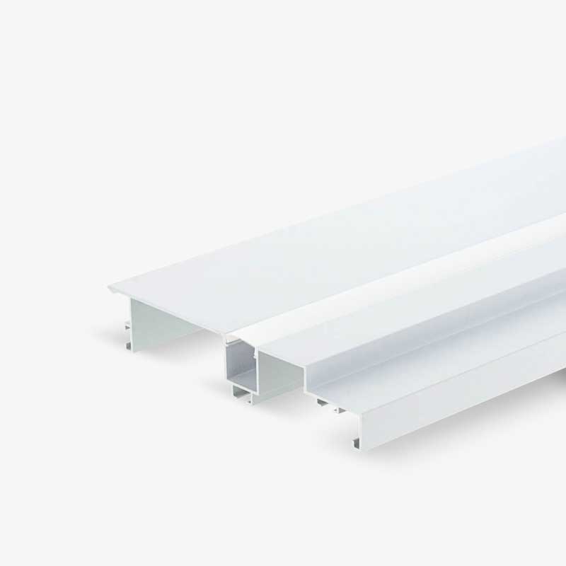 Bijeli zidni ugradbeni rubni aluminijski profil za LED traku opalno bijeli difuzor 27.2 x 150 mm