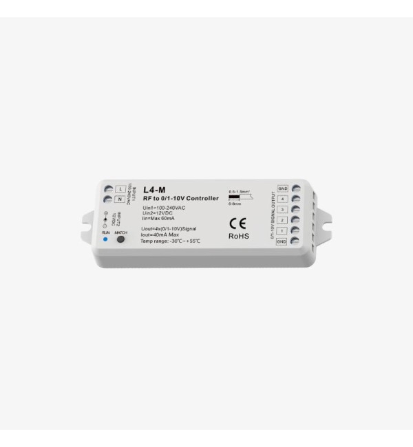 Četverokanalni zonski kontroler za jednobojne, CCT, RGB ili RGBW LED trake 0/1-10V
