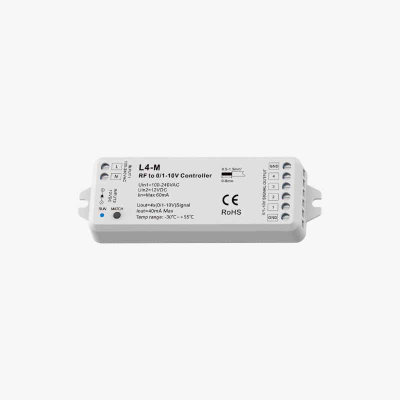 Četverokanalni zonski kontroler za jednobojne, CCT, RGB ili RGBW LED trake 0/1-10V
