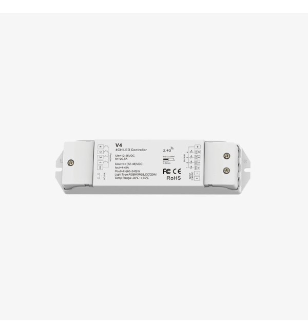 Četverokanalni zonski kontroler za jednobojne, RGB, RGBW i CCT LED trake s funkcijom PUSH-DIM 12-48V DC
