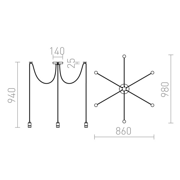 CINDY VI visilica 230V LED 6xE27 LED unutarnja rasvjeta R12054 - iDEAL LED | Led žarulje - LED rasvjeta iDEAL LED | Led žarulje - LED rasvjeta CINDY VI visilica 230V LED 6xE27
