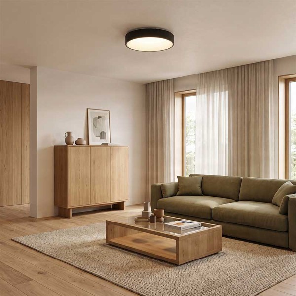 Crna nadgradna stropna LED svjetiljka DRAX 32 W CCT podesiva boja svjetlosti