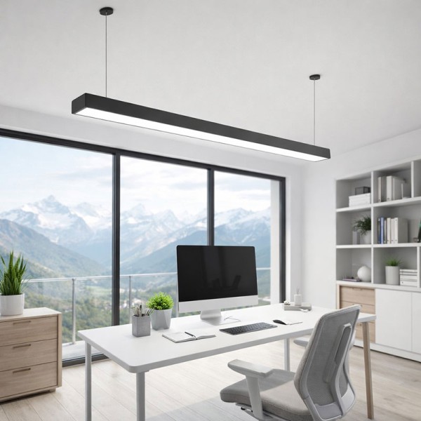 Crna ovjesna linearna LED svjetiljka Cynideco 45W 4000K 3600 lm 150 cm