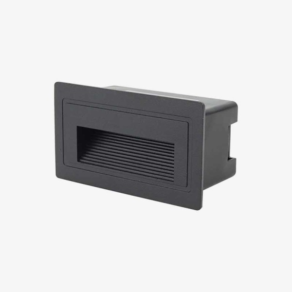 Crna ugradbena zidna LED svjetiljka 3W IP65