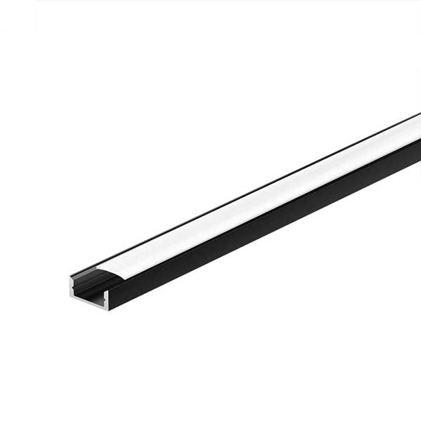 Crni Aluminijski profil za LED traku nadgradni opalno bijeli difuzor 2 metra 17.4 x 12.4 x 7 mm