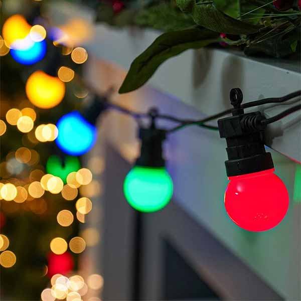 Crni Lanac sa integriranim LED žaruljama u boji 8 metara 10 žarulja IP65 3W