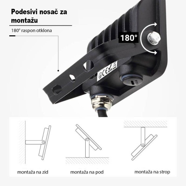 Crni LED reflektor 10W 900 lm AC 180-265V 120° IP65 Crni LED reflektor 10W 900 lm AC 180-265V 120° IP65