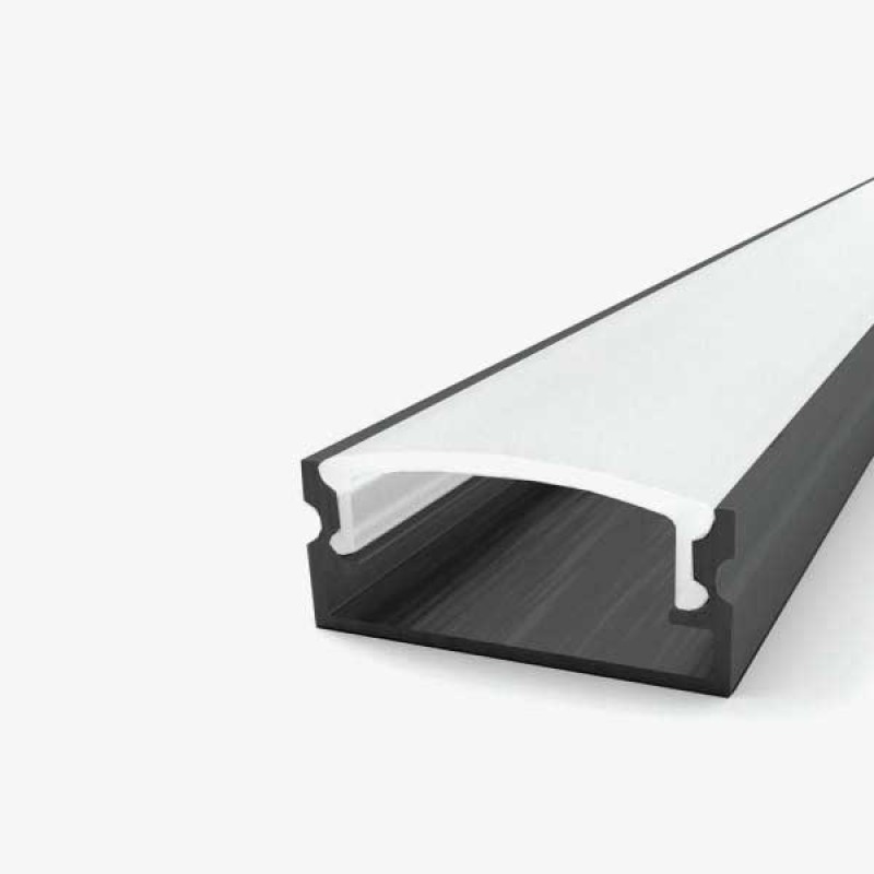 Crni nadgradni aluminijski profil opalno bijeli difuzor 17.2 x 7 mm