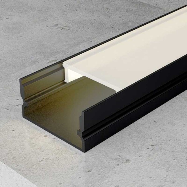 Crni nadgradni aluminijski profil opalno bijeli difuzor 17.2 x 7 mm
