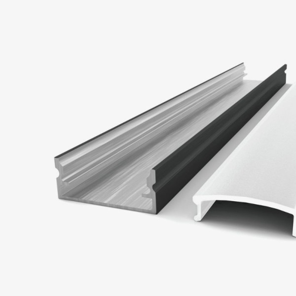 Crni nadgradni aluminijski profil opalno bijeli difuzor 17.4 x 7.15 mm