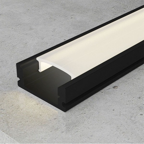 Crni nadgradni aluminijski profil opalno bijeli difuzor 17.4 x 7.15 mm