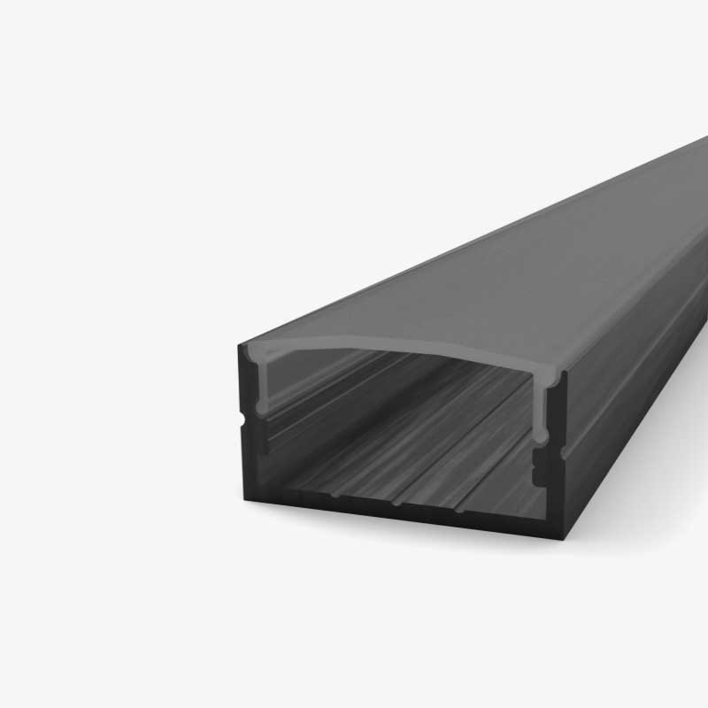 Crni nadgradni aluminijski profil za LED traku crni difuzor 17.40 x 7 x 14.20 mm