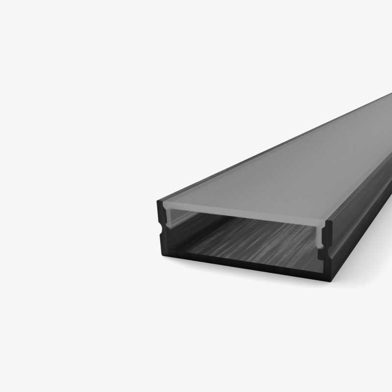 Crni nadgradni aluminijski profil za LED traku crni difuzor 30 x 10 x 25 mm